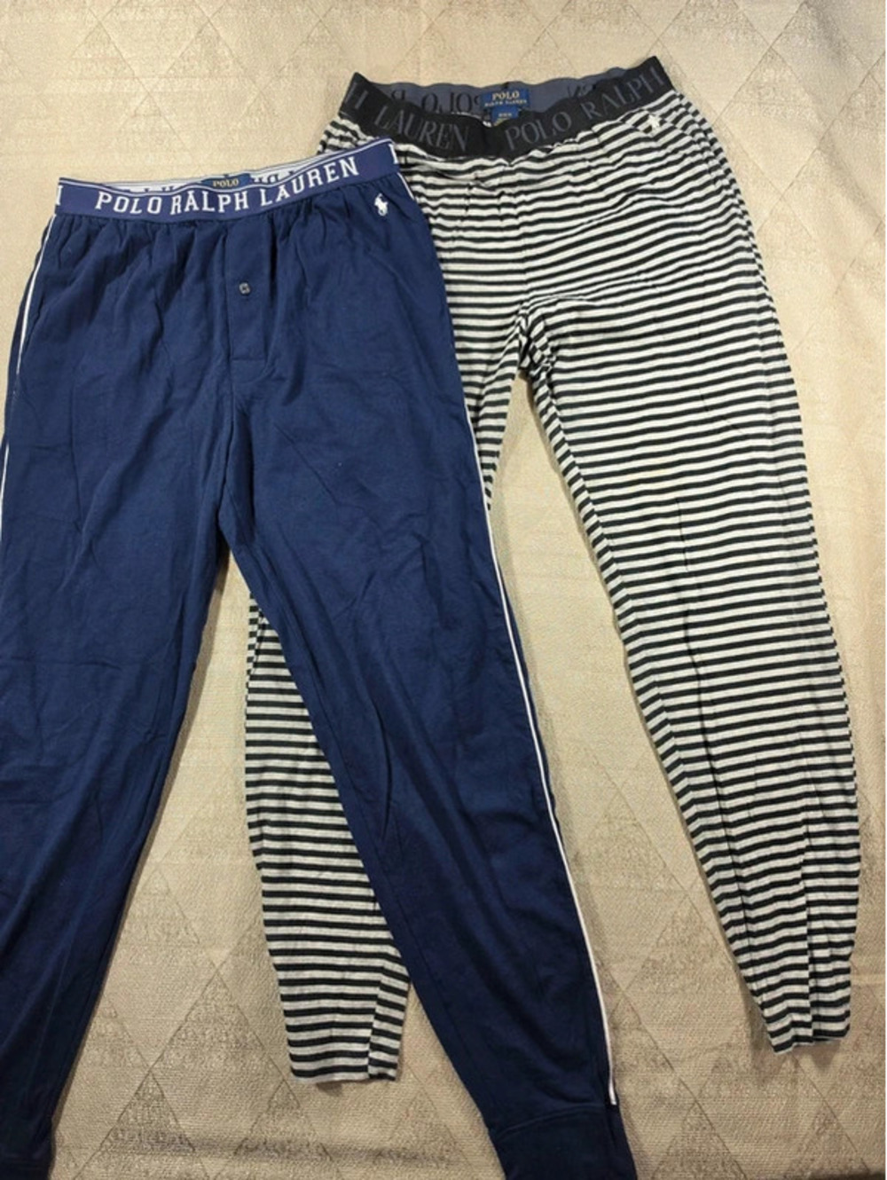 NWOT Lot of 2 Polo Ralph Lauren Men's Pajama Lounge Pants - Navy & Striped SizeM